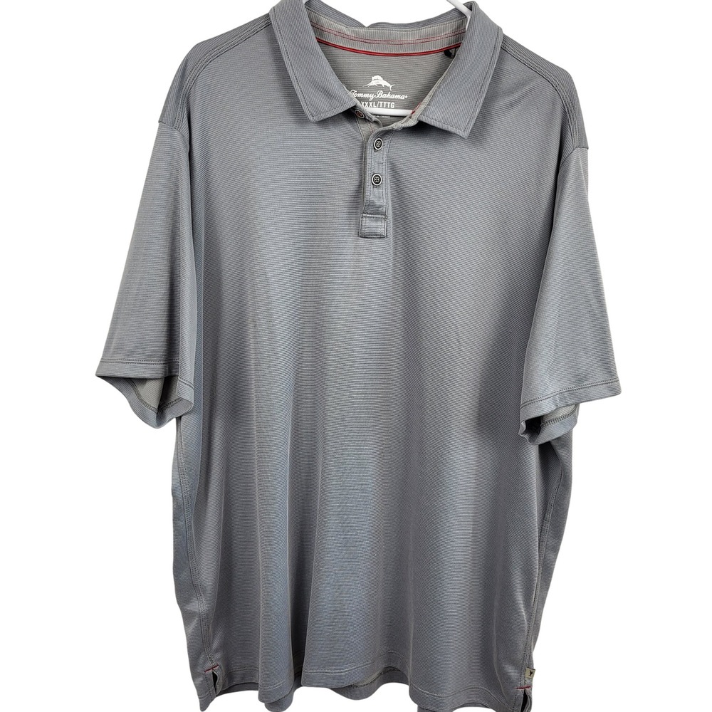Tommy Bahama Polo Shirt Mens XXXL Gray Tencel Modal Blend Short Sleeve Luxury